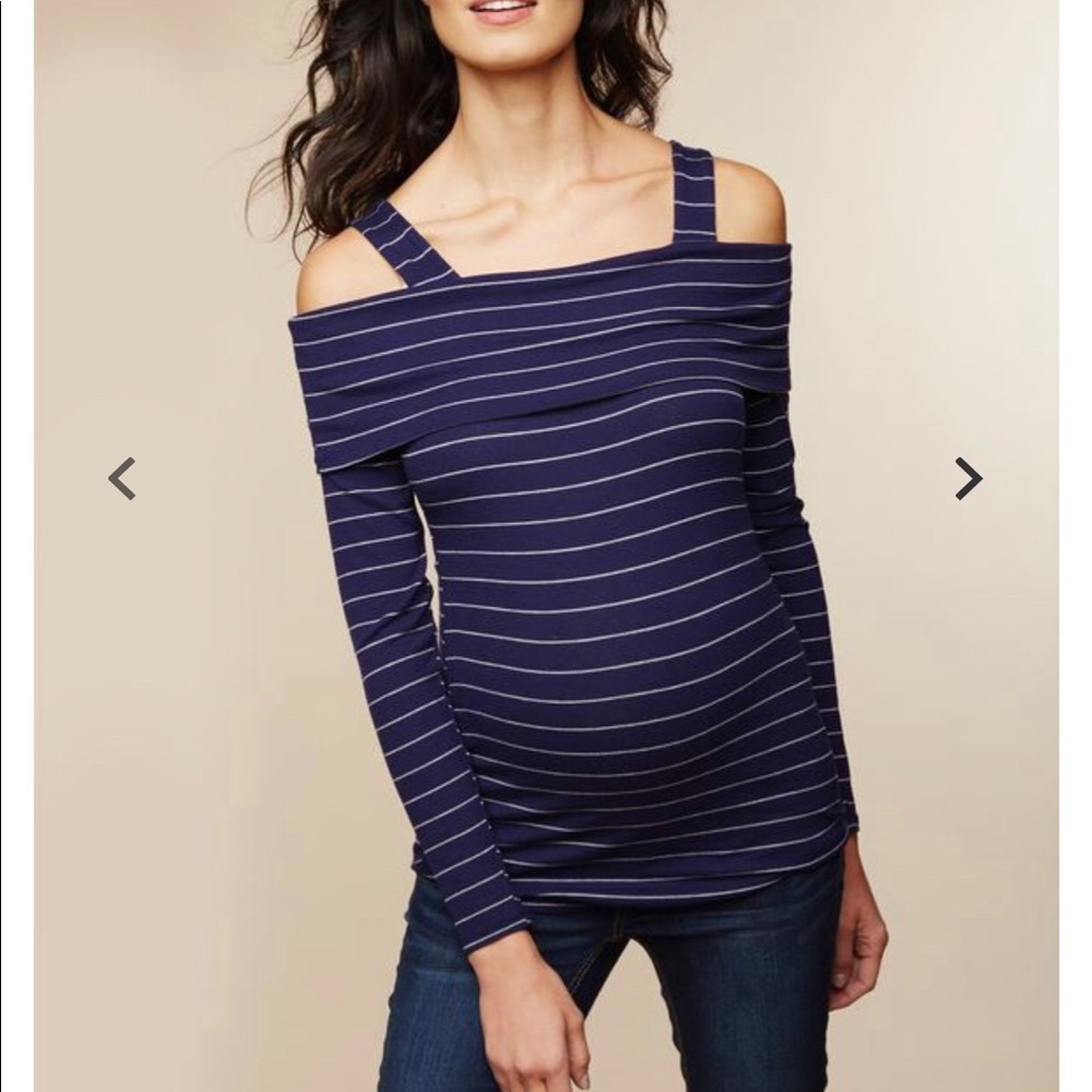 NWT Off Shoulder Striped Motherhood Maternity Top